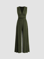 Women’s Elegant Wide-Leg Jumpsuit Army Green
