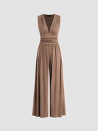 Women’s Elegant Wide-Leg Jumpsuit Khaki