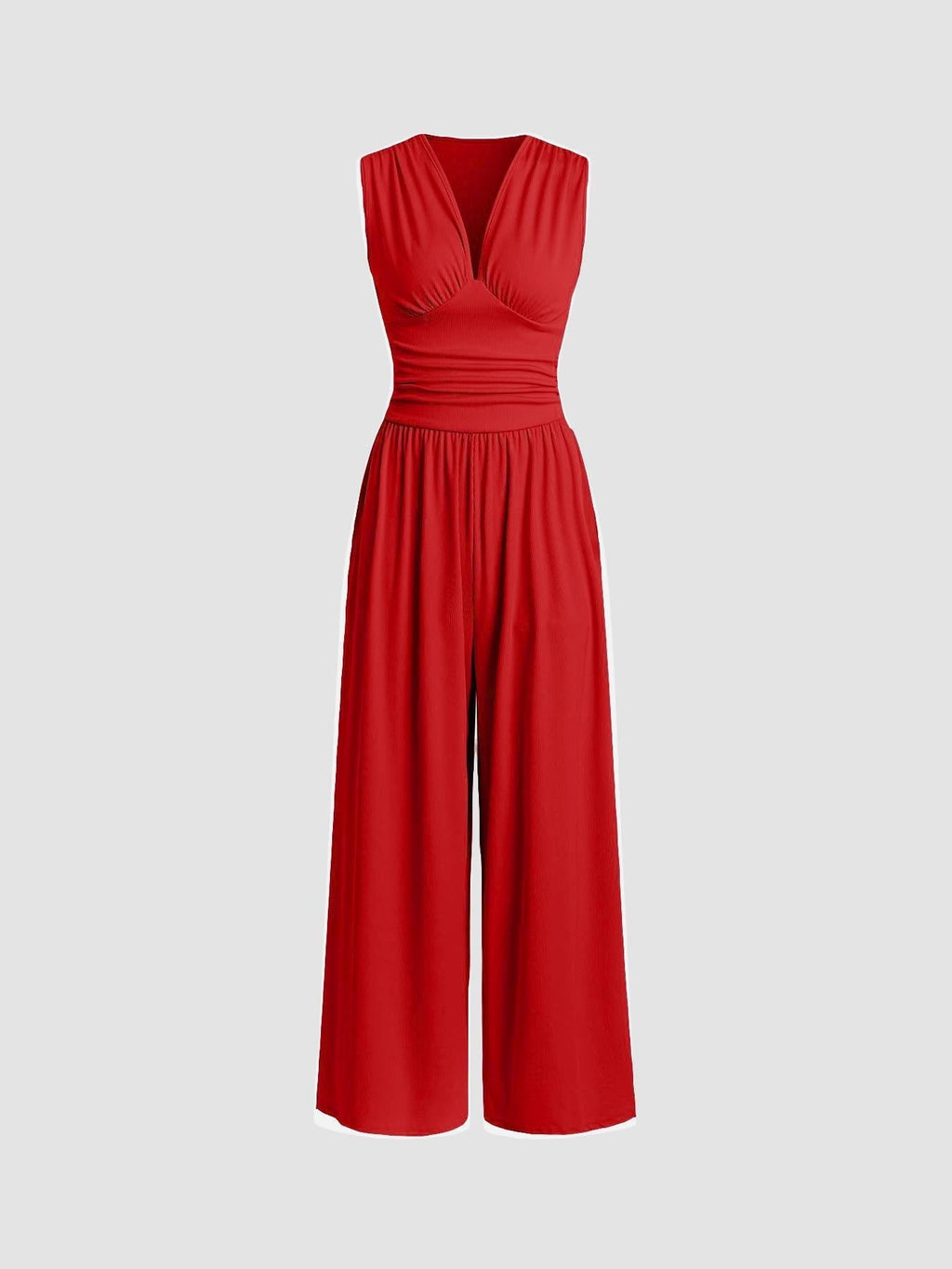 Women’s Elegant Wide-Leg Jumpsuit Red