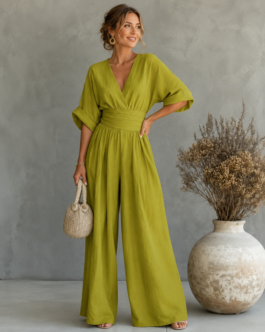 Women’s Casual Wide-Leg Jumpsuit Army Green