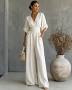 Women’s Casual Wide-Leg Jumpsuit White
