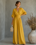 Women’s Casual Wide-Leg Jumpsuit Yellow