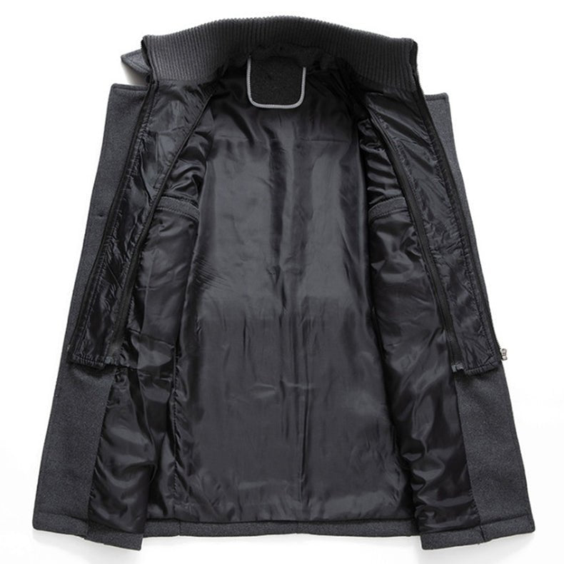 Men’s Elegant Winter Coat with Zip and Buttons