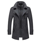 Men’s Elegant Winter Coat with Zip and Buttons Grey