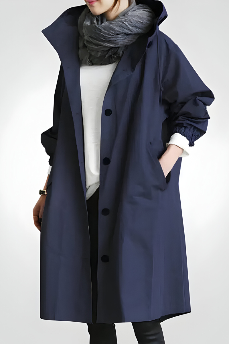 Women’s Elegant Autumn Windproof Raincoat Blue