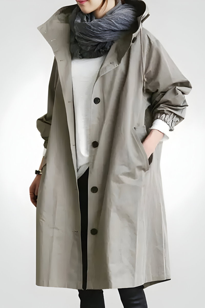 Women’s Elegant Autumn Windproof Raincoat Grey