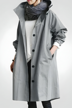 Women’s Elegant Autumn Windproof Raincoat Light Grey