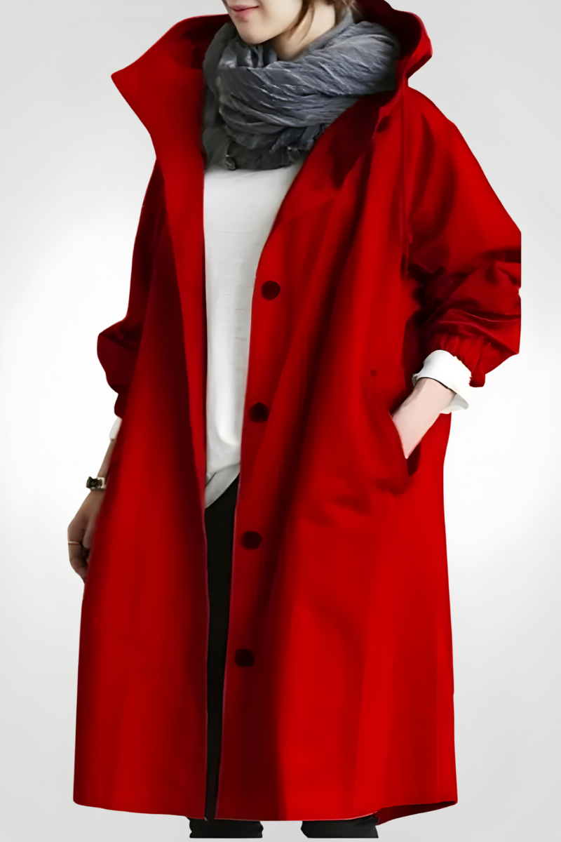 Women’s Elegant Autumn Windproof Raincoat Red