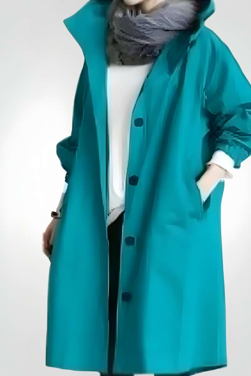 Women’s Elegant Autumn Windproof Raincoat Turquoise