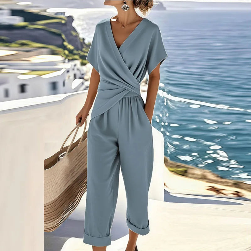 Women’s Casual Wide-Leg Jumpsuit Blue