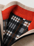 Men’s Ribbed Knit Full-Zip Cardigan with Stand Collar