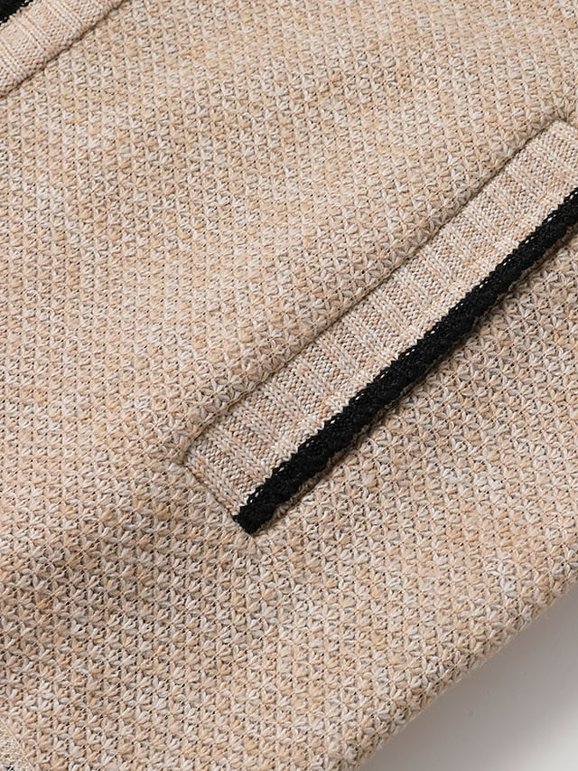 Men’s Ribbed Knit Full-Zip Cardigan with Stand Collar