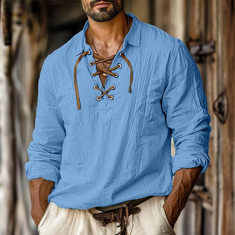 Men’s Breathable Long Sleeve Shirt – Spring and Summer Ready Light Blue